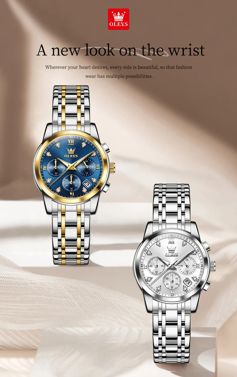 OLEVS 2858 Luxury Quartz Women Watch with Diamonds