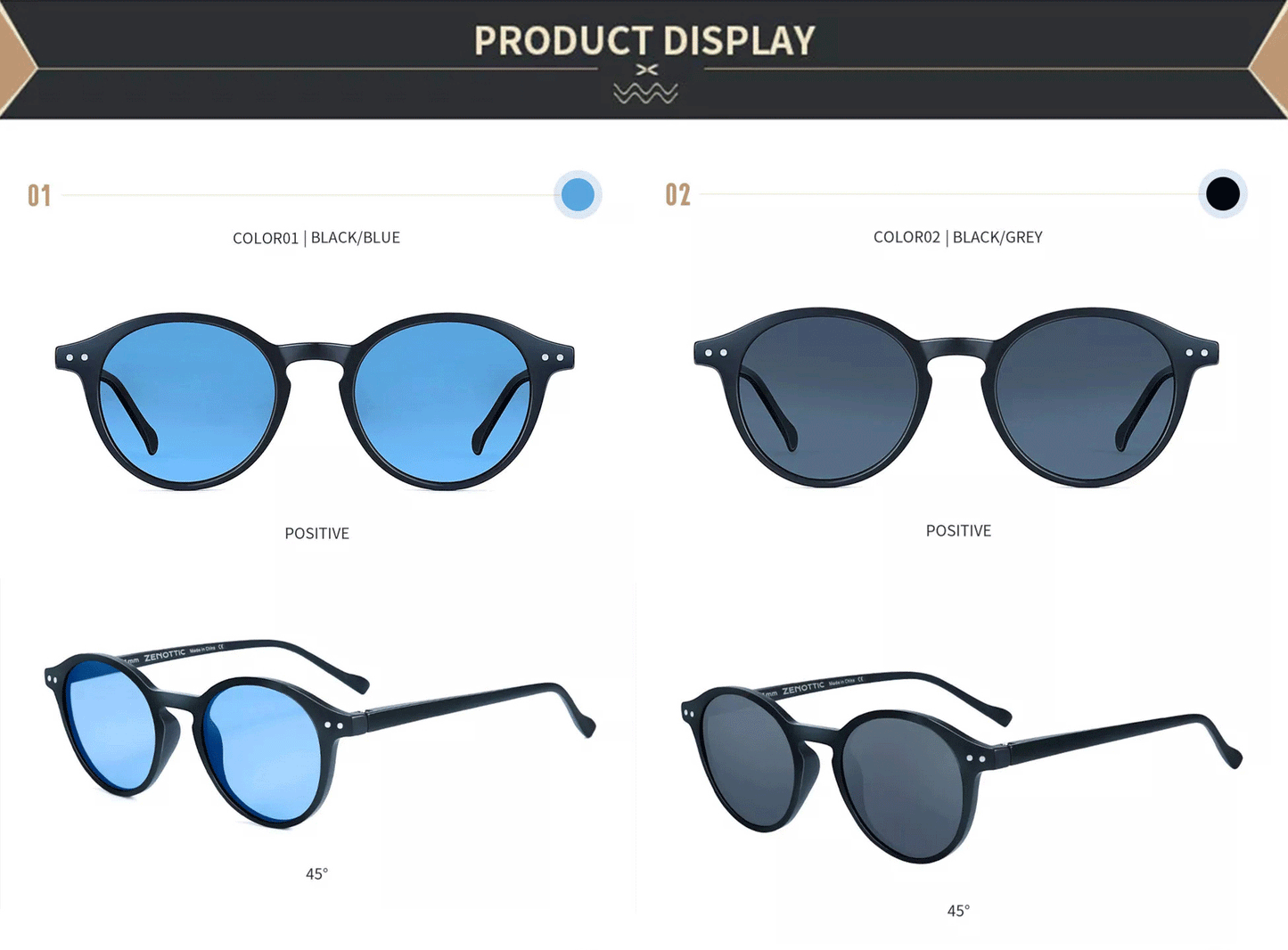 ZENOTTIC Retro Circular Polarized Sunglasses S Size