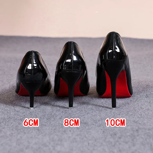 Black Patent Leather Pointed Toe High Heels Pumps