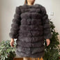 4in1 Women Fox Fur Coat Winter Outerwear