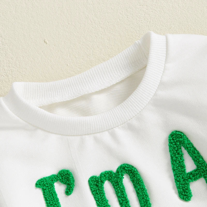 Clover Embroidery Sweatshirt and Pants Set for Toddlers