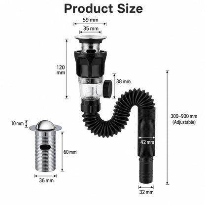 Kitchen Sink Drain Kit ABS and Stainless Steel