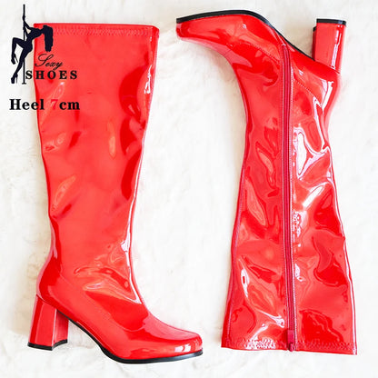 7cm Square Heel Knee-High Gogo Boots for Women