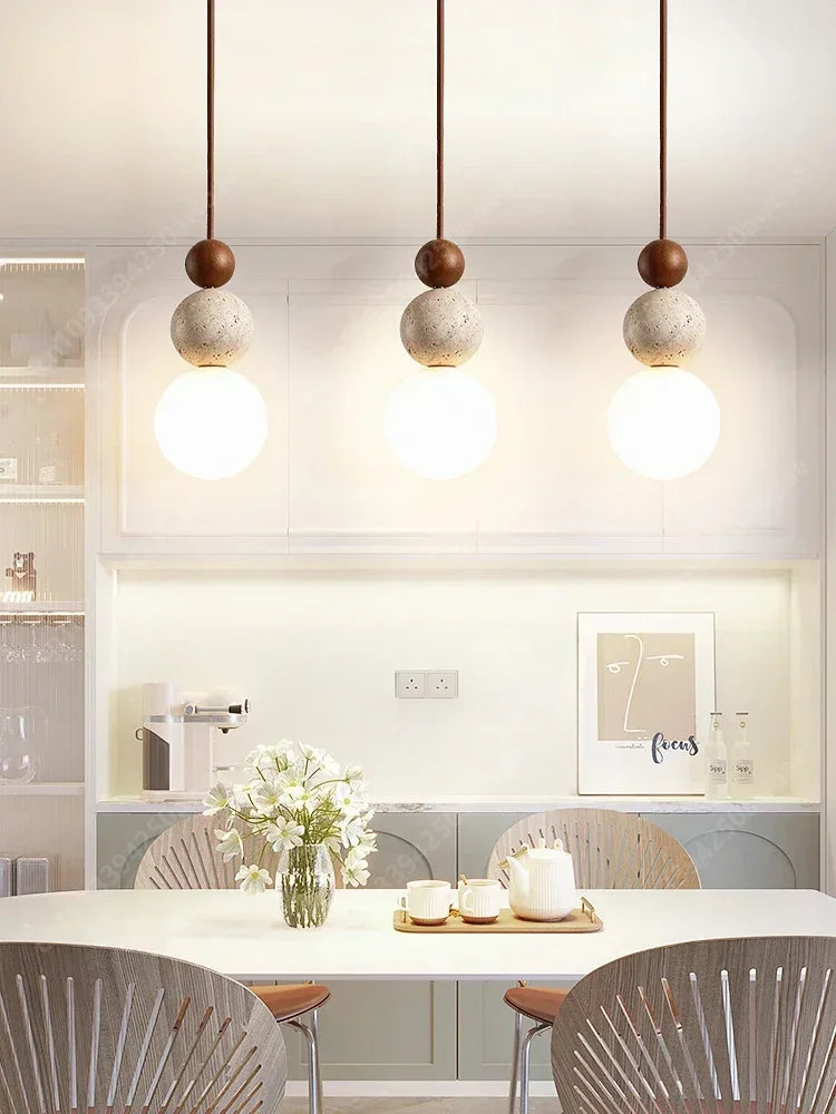 Yellow Travertine Pendant Light for Bedroom Kitchen