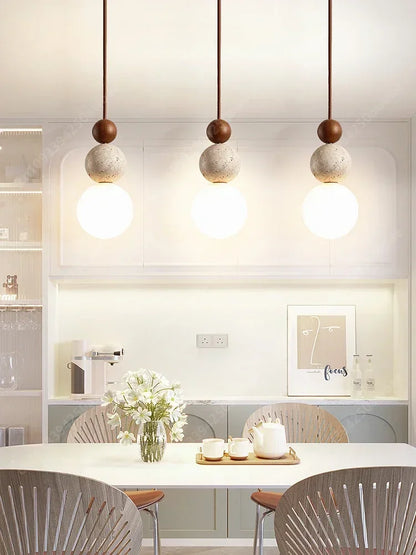 Yellow Travertine Pendant Light for Bedroom Kitchen