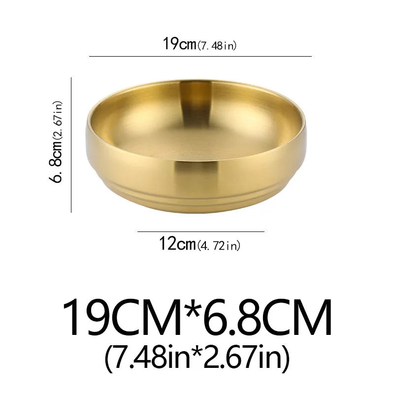 304 Stainless Steel Double Layer Noodle Bowl Gold Silver