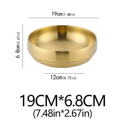 304 Stainless Steel Double Layer Noodle Bowl Gold Silver