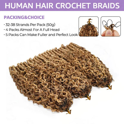 Burmese Curly Crochet Human Hair Extensions Natural Black