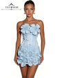 3D Floral Corset Mini Evening Dress with Rhinestones