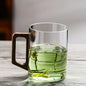 400ml Glass Cups with Walnut Handle for Tea