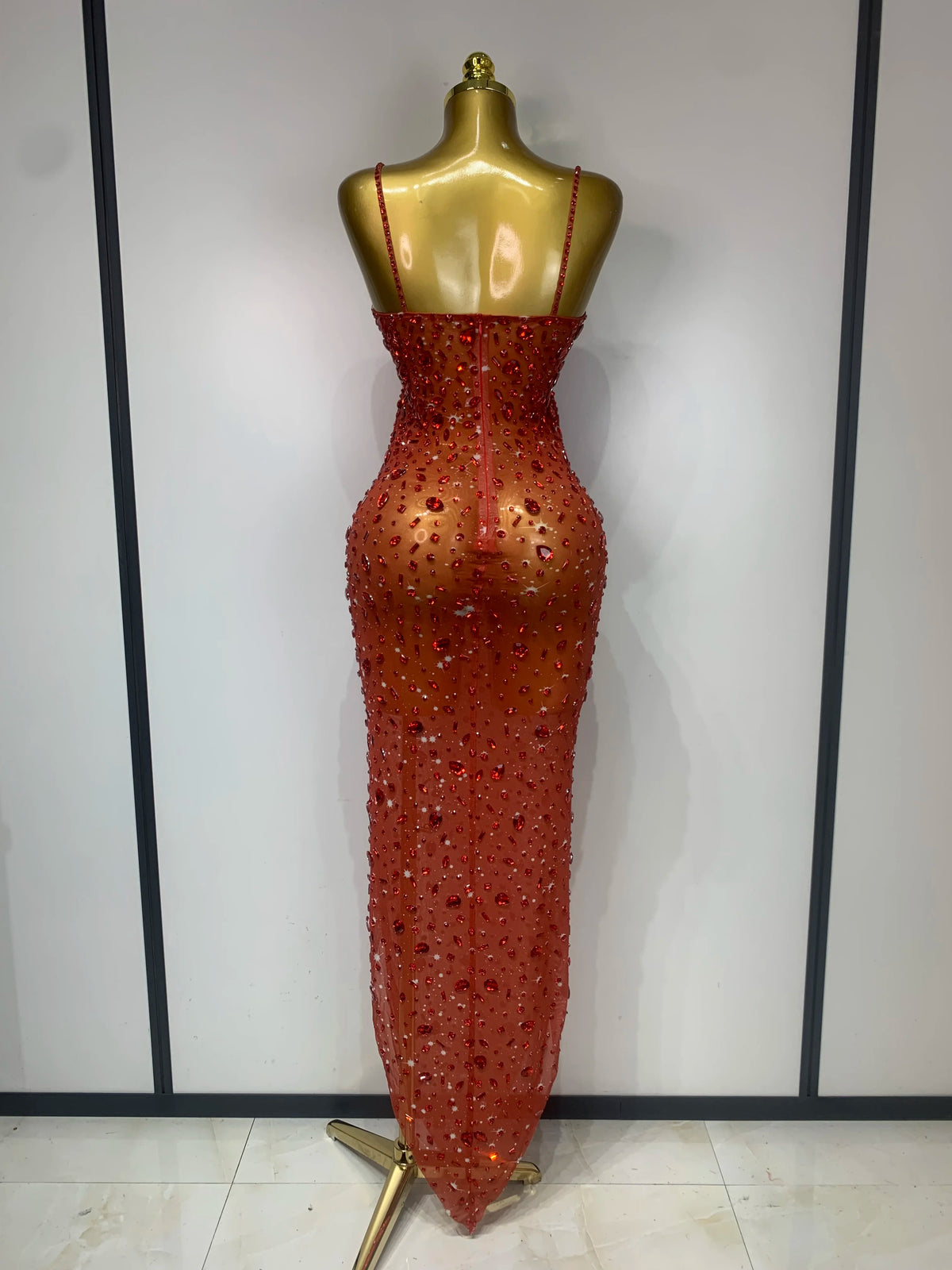 Luxury Rhinestone Mesh Bodycon Dress for Women