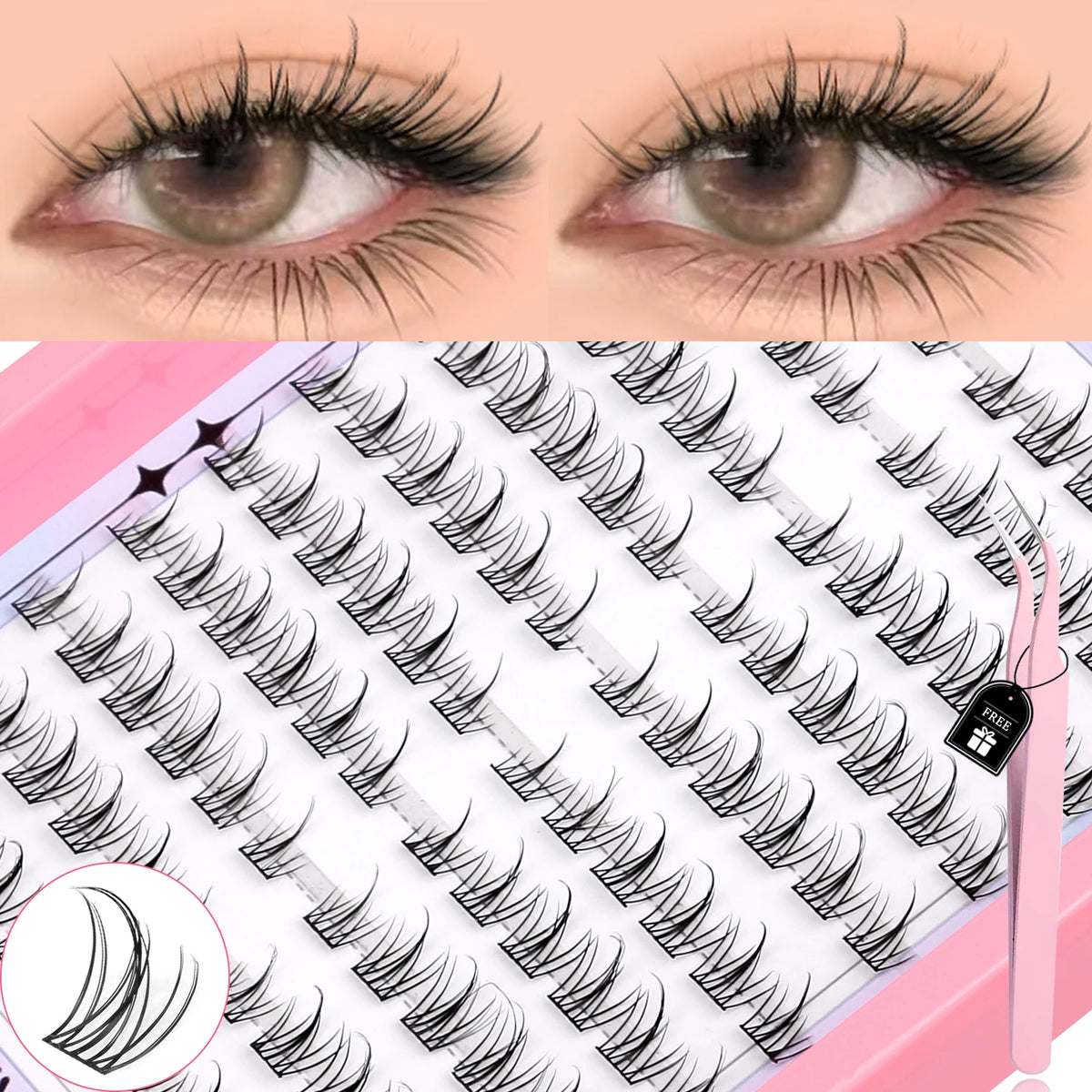GROINNEYA C-Curl Cluster Eyelashes