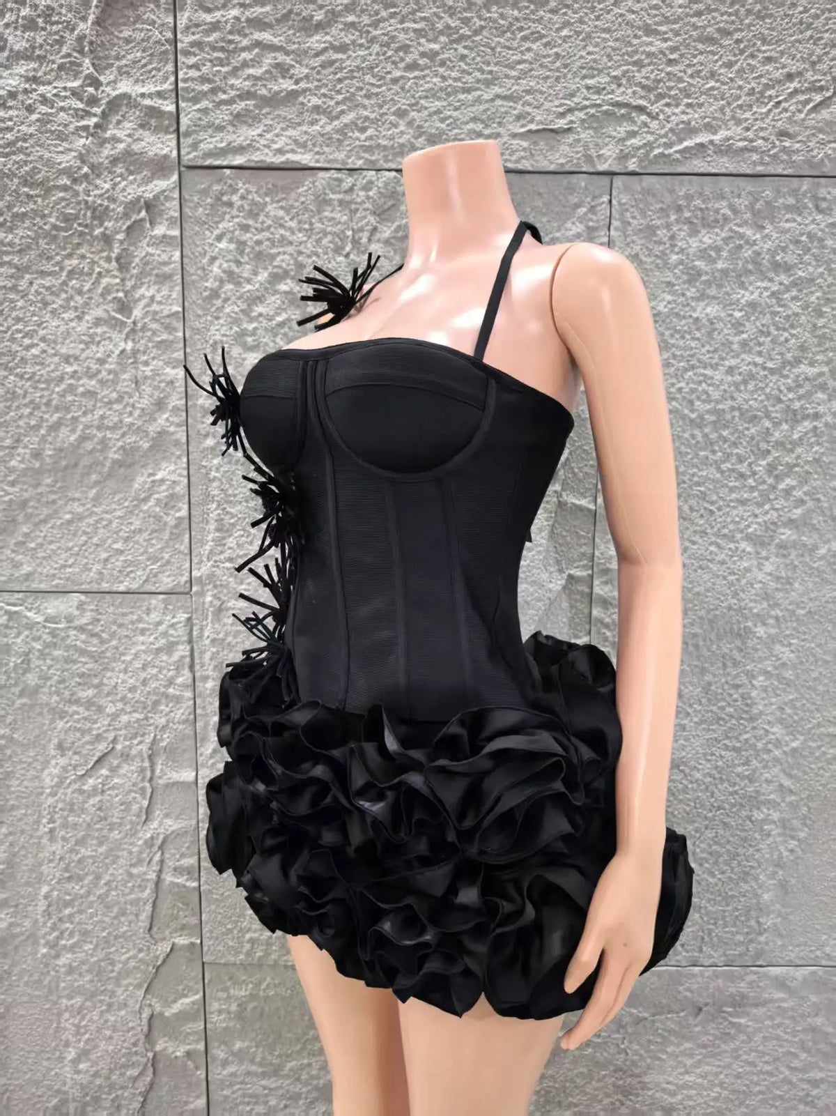 Black Strapless Bodycon Mini Dress for Women