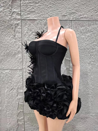 Black Strapless Bodycon Mini Dress for Women
