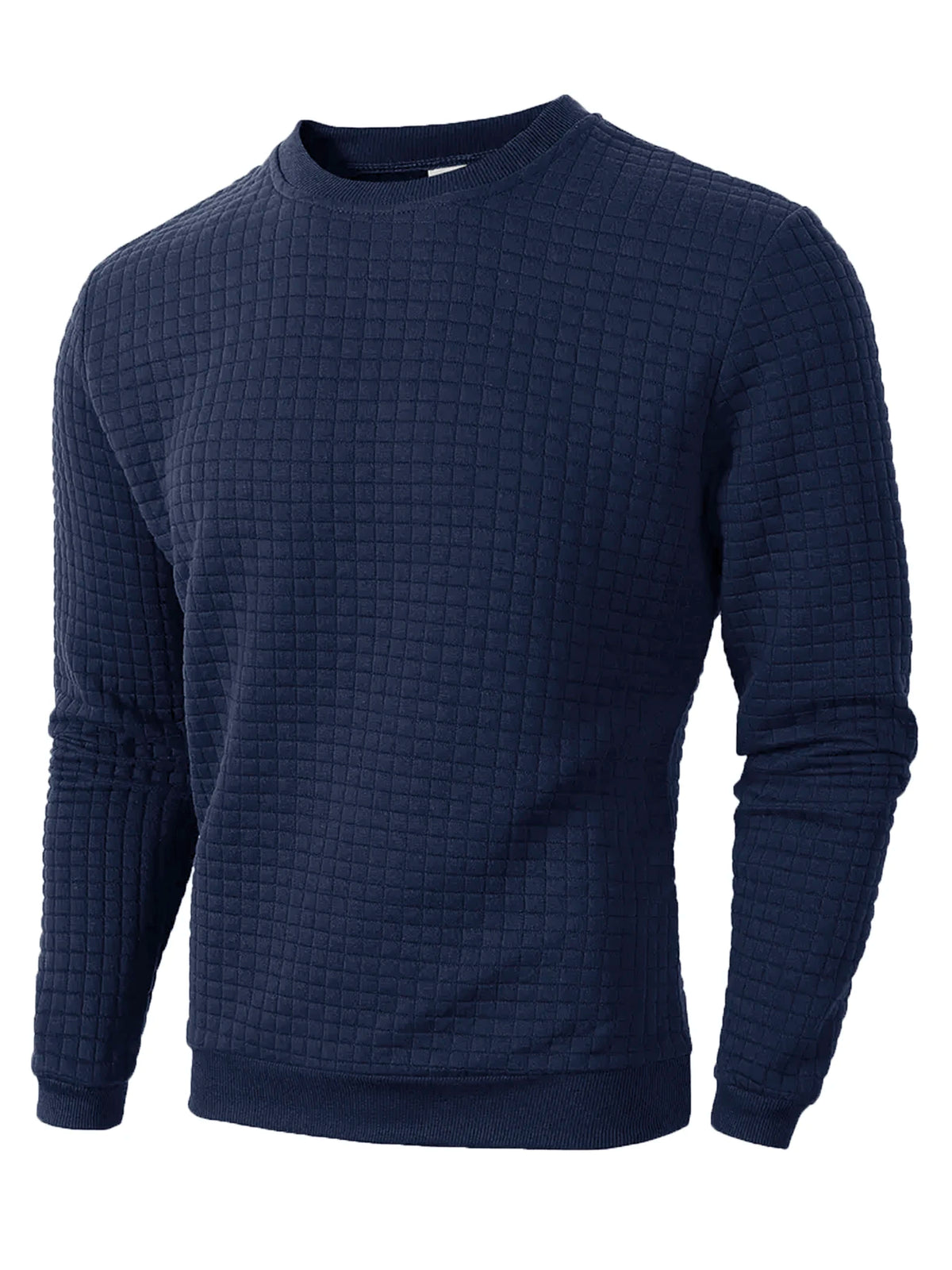 Men's Casual Jacquard Check Pullover Sweatshirt