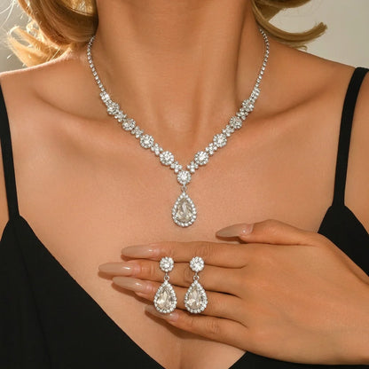 Water Drop Necklace and Earrings Set for Women