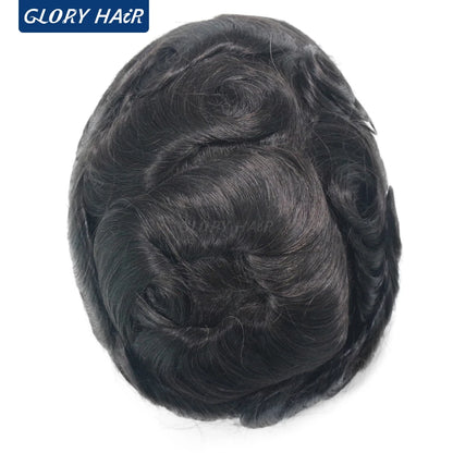 Double Knotted Toupee 130% Density Indian Hair 5 Inch