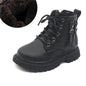 Burgundy PU Leather Ankle Boots for Kids