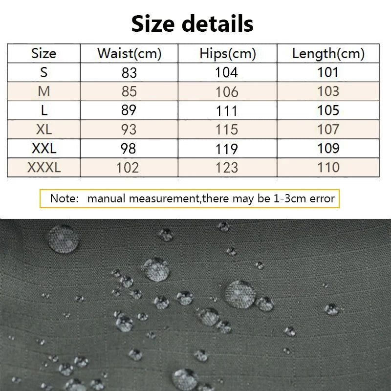 Men's Cargo Trousers Waterproof Multi-Pocket Pants