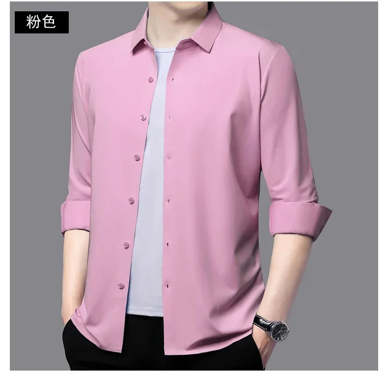 Men's Ultra-Stretch Slim-Fit Long Sleeve Shirt