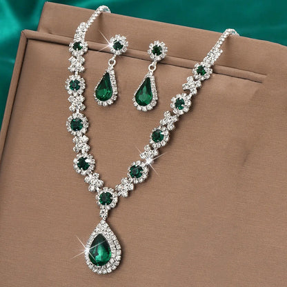 Water Drop Necklace and Earrings Set for Women