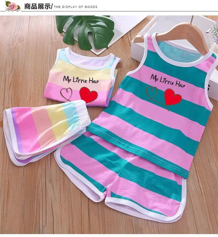 Cartoon Printed Vest and Shorts Set for Kids
