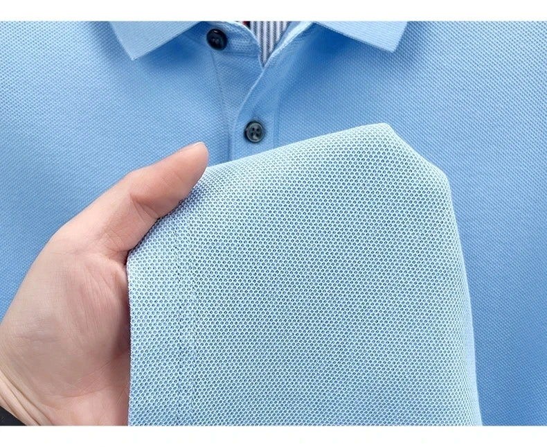 Men's Short Sleeve Cotton Polo Shirt with Embroidery
