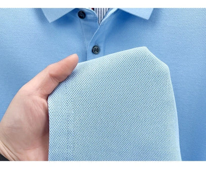 Men's Short Sleeve Cotton Polo Shirt with Embroidery