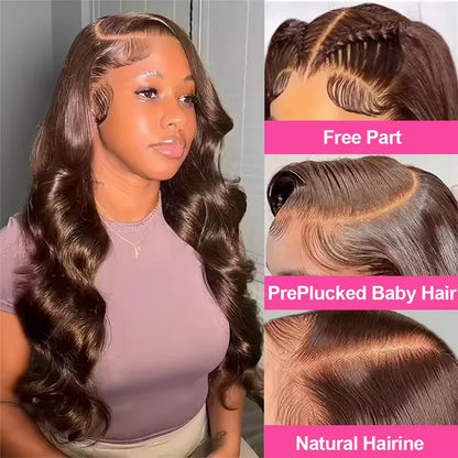 Body Wave Wig 46 Inches Chocolate Brown Remy Hair