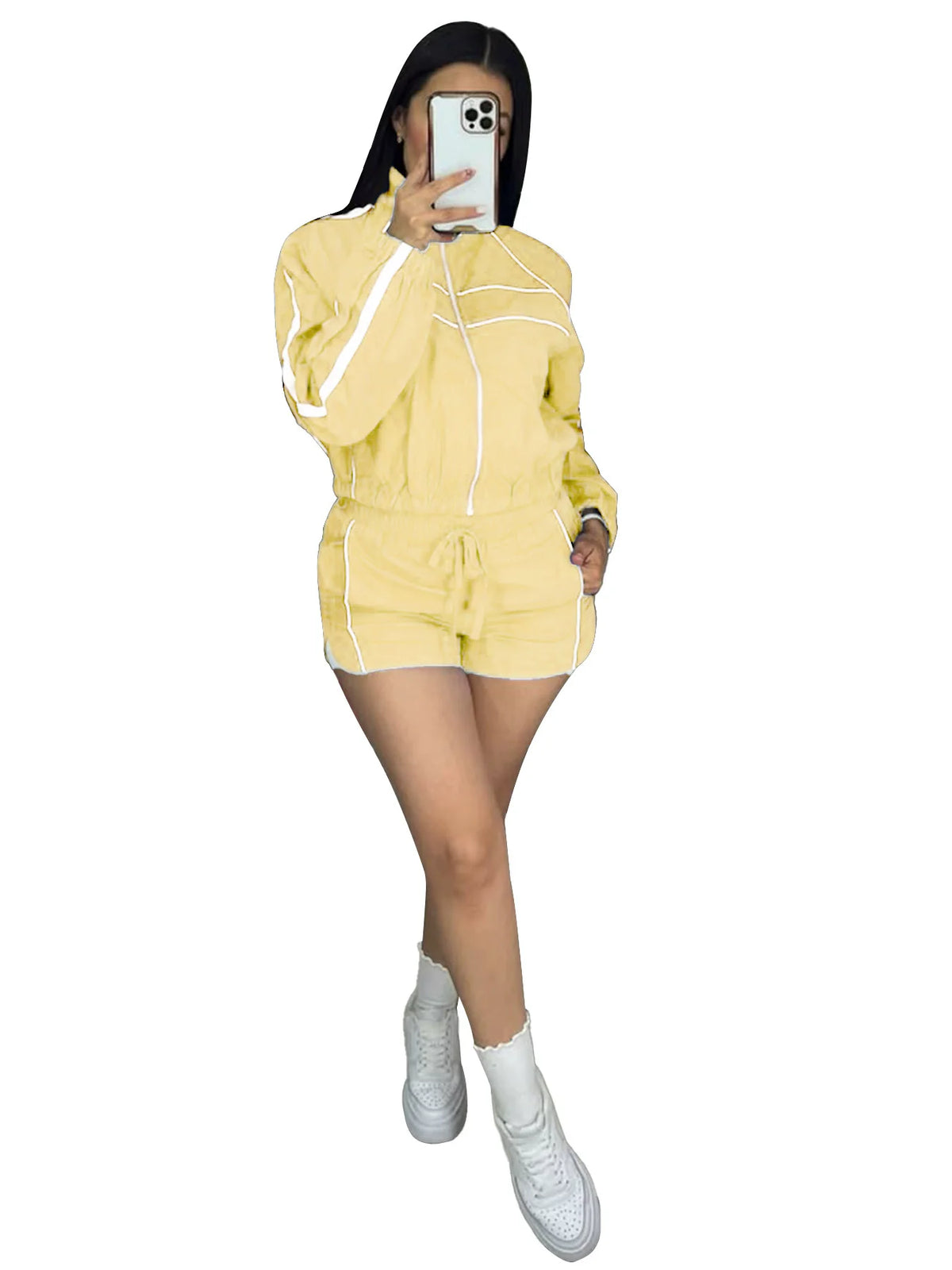Women's Slim Sporty Tracksuit with Jacket and Shorts