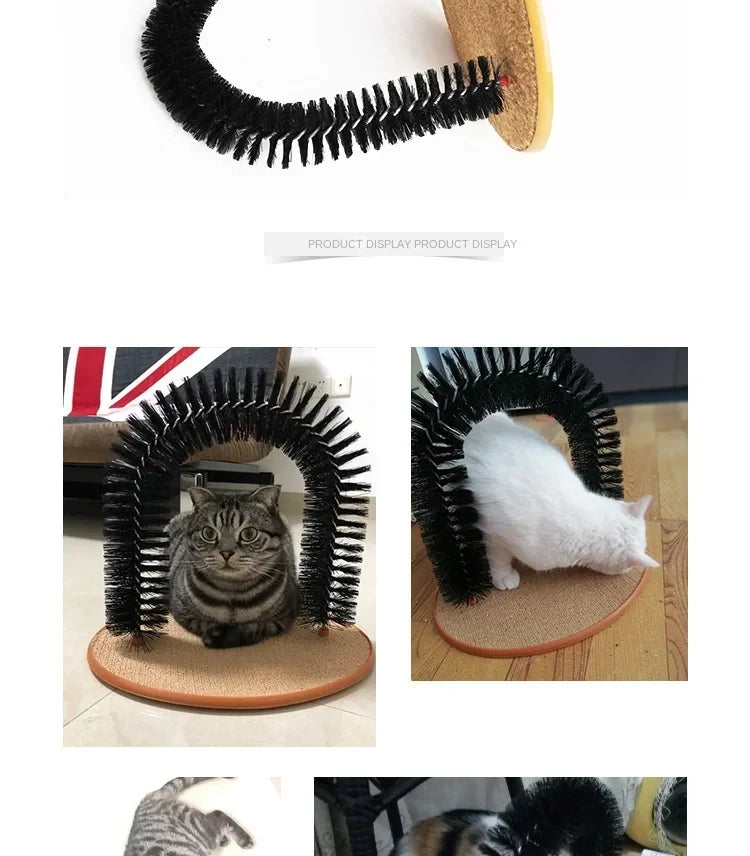 Cat Toy Arch with Massage Brush and Scratching Pad