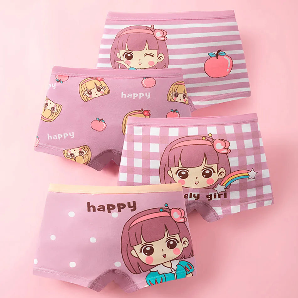 Summer Girl Cartoon Cotton Boyshorts Underwear Set