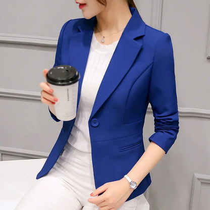 Black Women Slim Blazer Office Work Jacket
