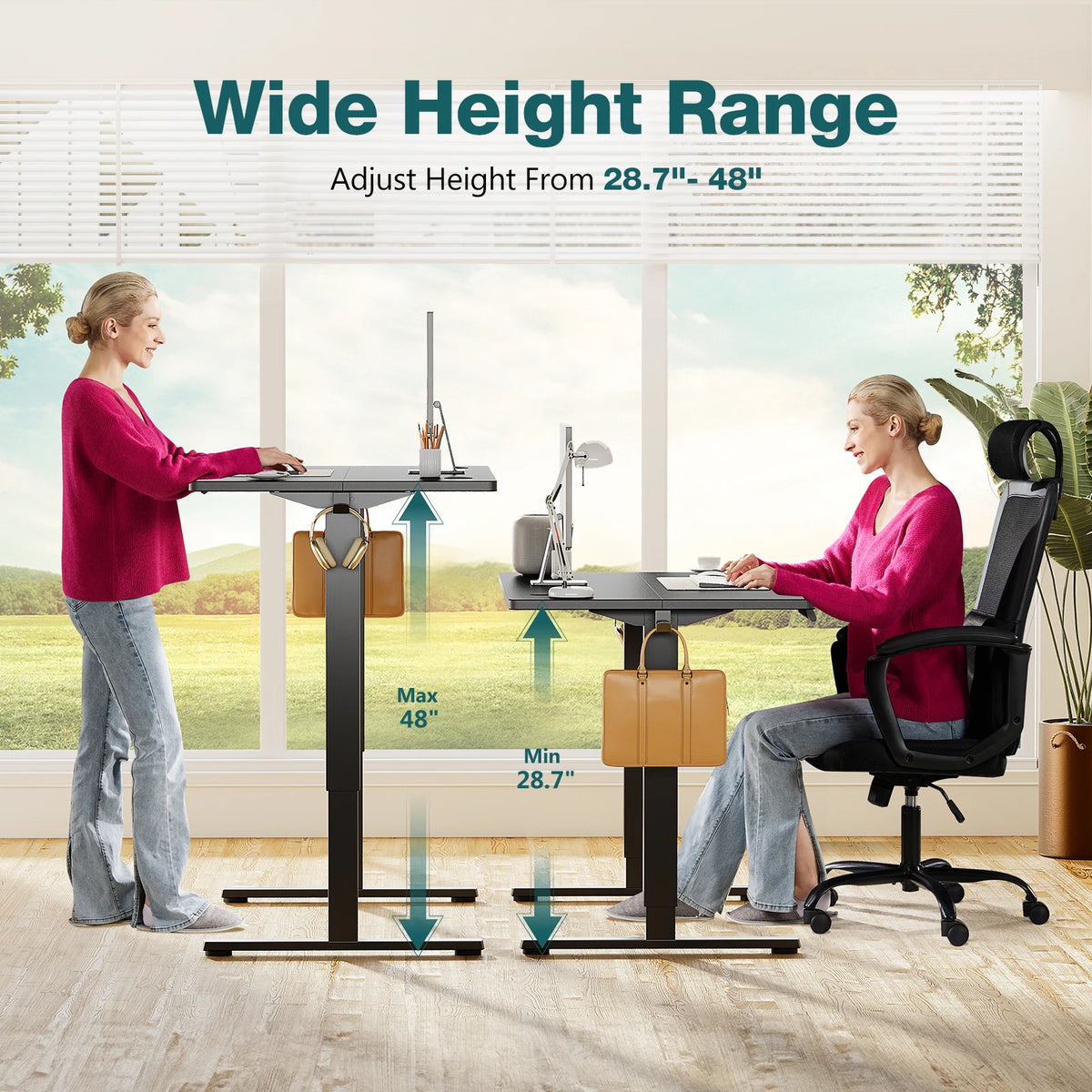 JHK Electric Adjustable Height Standing Desk for Office