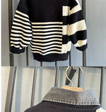 Boys Pullover Sweater Thick Knitwear Cotton Polyester