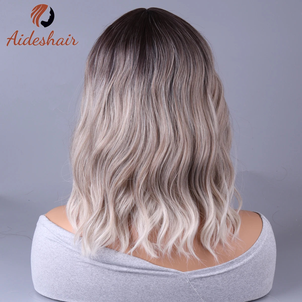 Light Gray Synthetic Wig with Fringe for Daily Use