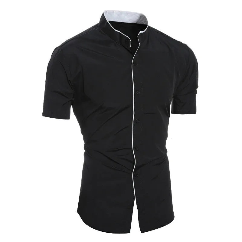 Men's Casual Short Sleeved Shirt in Solid Color