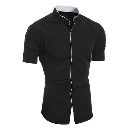 Men's Casual Short Sleeved Shirt in Solid Color