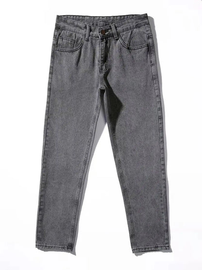 Men's Casual Straight Denim Jeans Blue Black S-3XL