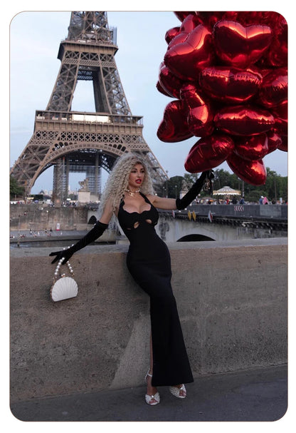 Elegant Black Halter Bodycon Dress for Women