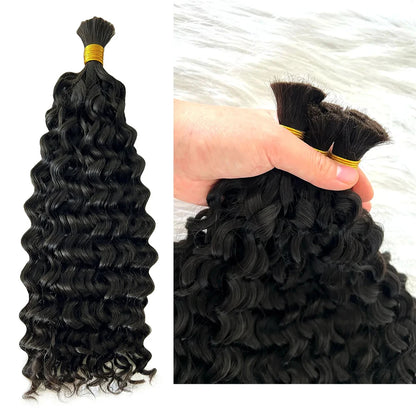 Water Wave Human Hair Bulk Braiding Hair Natural Black