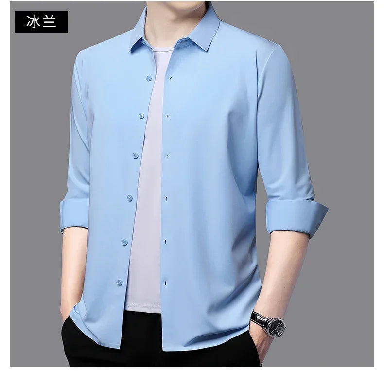 Men's Ultra-Stretch Slim-Fit Long Sleeve Shirt