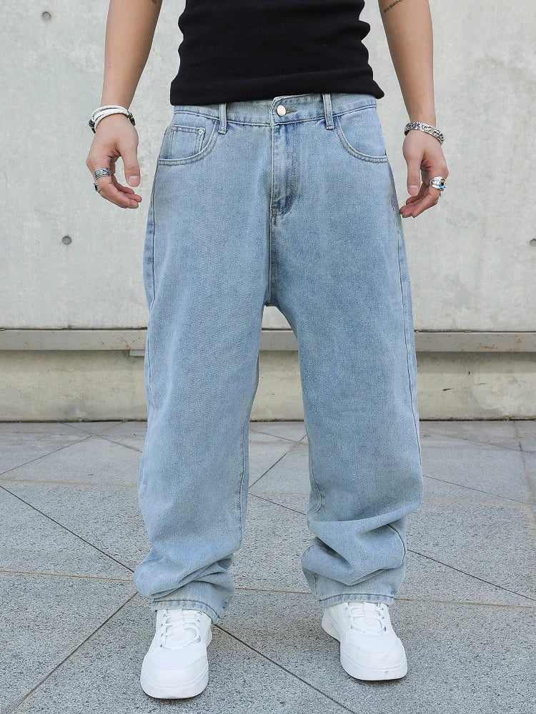 Men's Baggy Denim Jeans Casual Loose Straight Pants