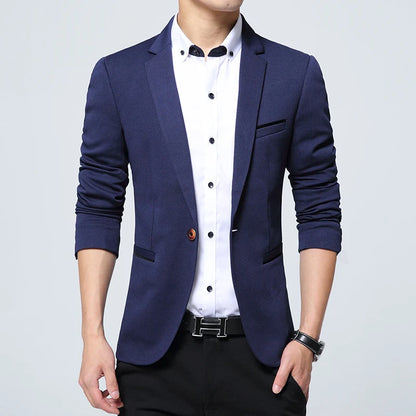 Men's Slim Fit Polyester Suit Blazer for Formal Wear