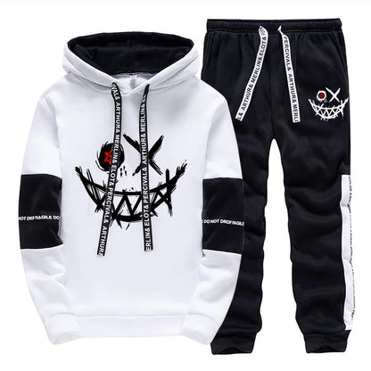 Mens Printed Tracksuit Casual Hoodie and Sweatpants