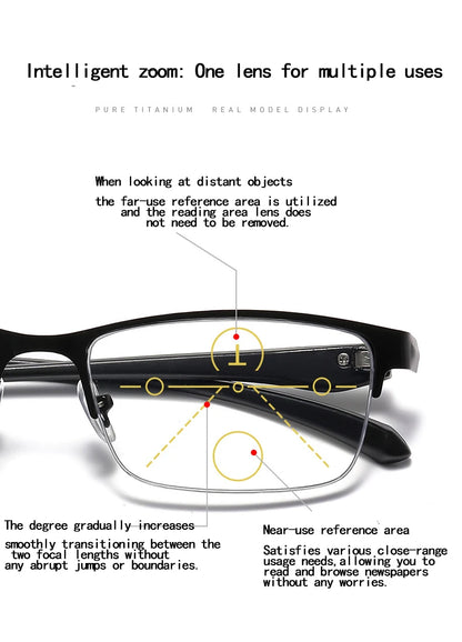 Color-Changing Half-Frame Reading Glasses in Alloy