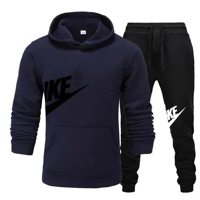 Men's Casual Fitness Printed Hooded Pullover and Pants