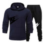 Men's Casual Fitness Printed Hooded Pullover and Pants