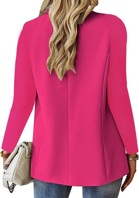 Women's Solid Button Blazer Coat Casual Office Jacket