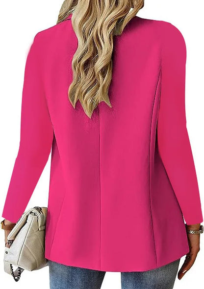 Women's Solid Button Blazer Coat Casual Office Jacket